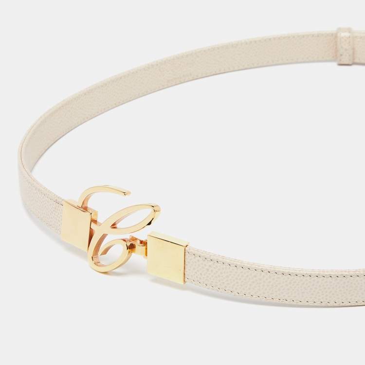 Pre Owned Chopard Beige Textured Leather Miss Happy Belt 115CM