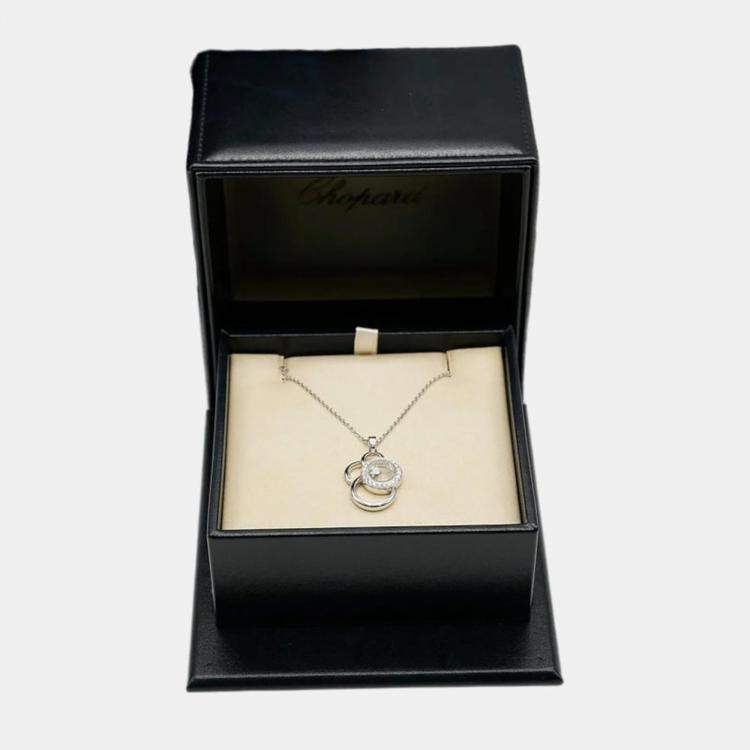 Pre Owned Chopard 18KT White Gold Happy Diamonds Pendant in 0.39 CTW