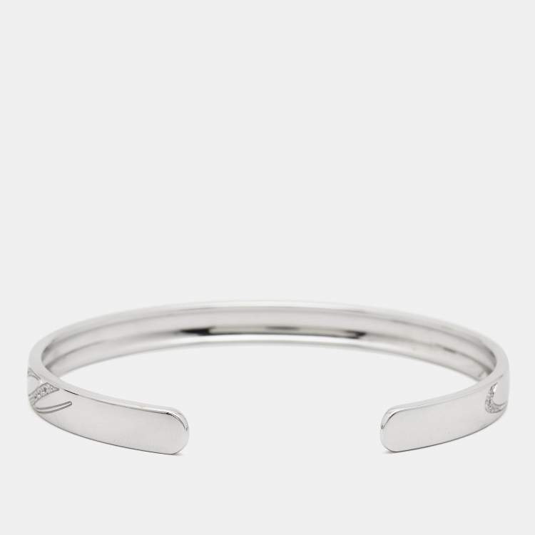 Pre Owned Chopard Chopardissimo Diamond 18k White Open Cuff Bracelet M