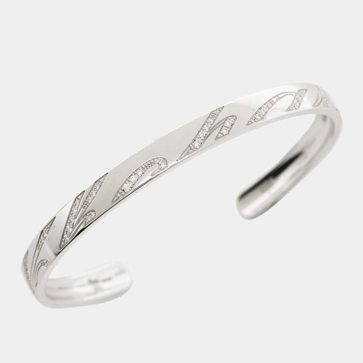 Pre Owned Chopard Chopardissimo Diamond 18k White Open Cuff Bracelet M