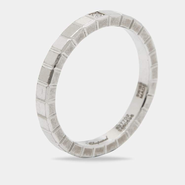 Pre Owned Chopard Icu Cube Diamond 18k White Gold Ring Size 51