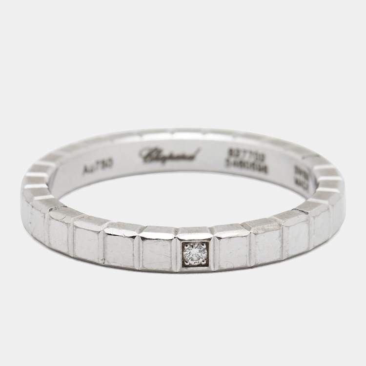 Pre Owned Chopard Icu Cube Diamond 18k White Gold Ring Size 51