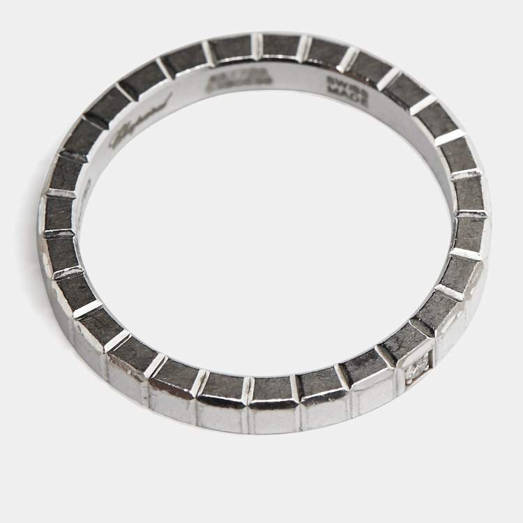 Pre Owned Chopard Icu Cube Diamond 18k White Gold Ring Size 51