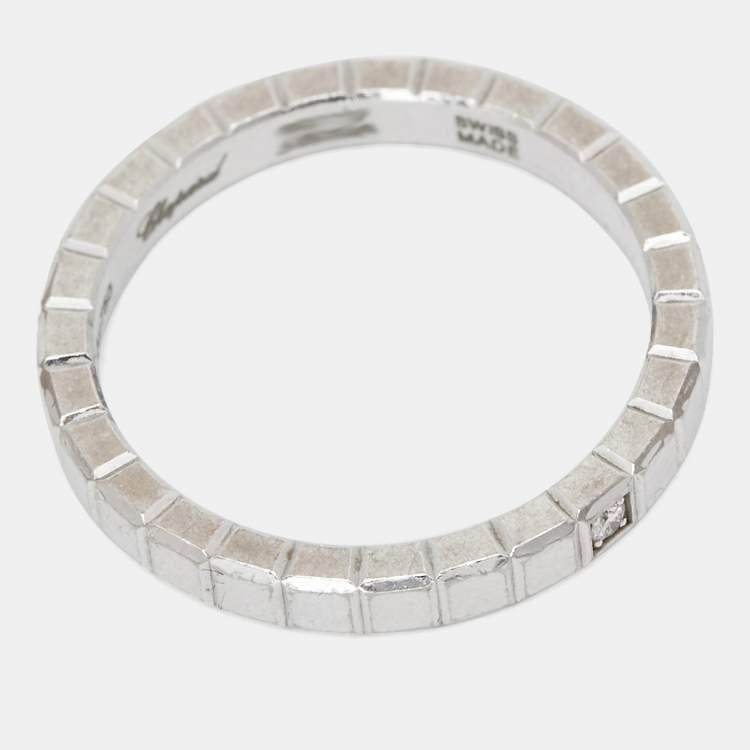 Pre Owned Chopard Icu Cube Diamond 18k White Gold Ring Size 51