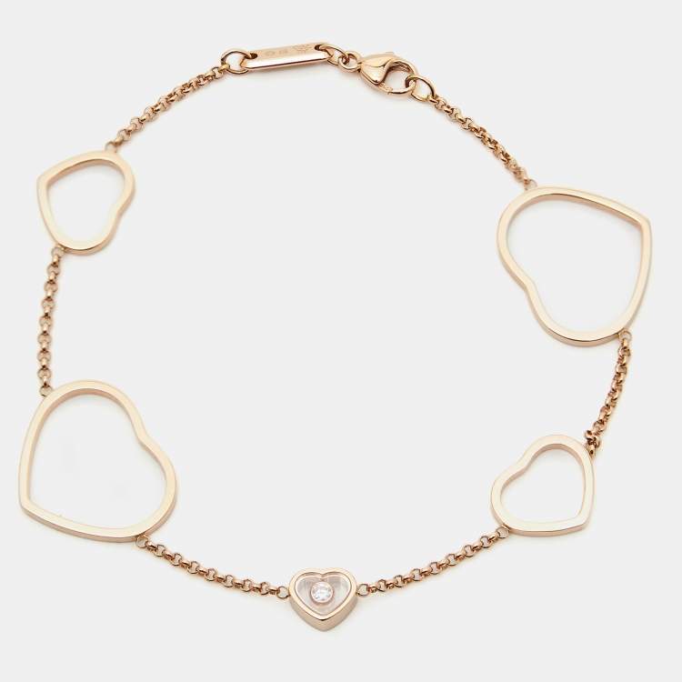 Pre Owned Chopard Happy Hearts Diamond 18k Rose Gold Bracelet