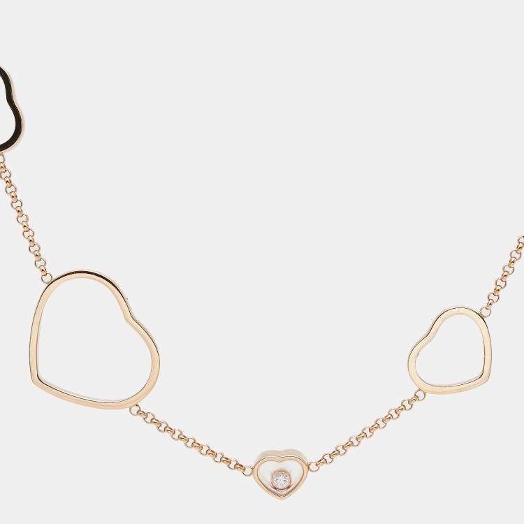 Pre Owned Chopard Happy Hearts Diamond 18k Rose Gold Bracelet