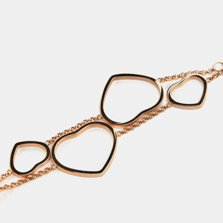 Pre Owned Chopard Happy Hearts Diamond 18k Rose Gold Bracelet