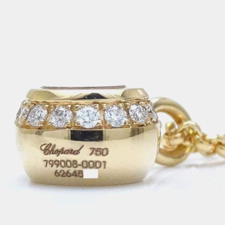 Pre Owned Chopard 18K Yellow Gold and Diamond Happy Diamonds Heart Pendant Necklace