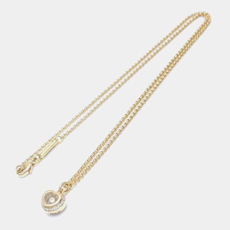 Pre Owned Chopard 18K Yellow Gold and Diamond Happy Diamonds Heart Pendant Necklace