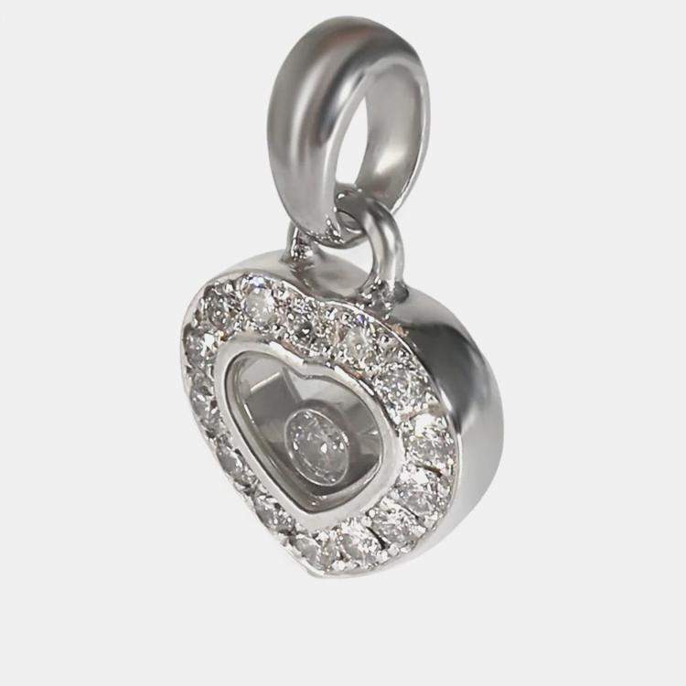 Pre Owned Chopard 18k White Gold Happy Diamonds Heart Pendant 0.25 CTW