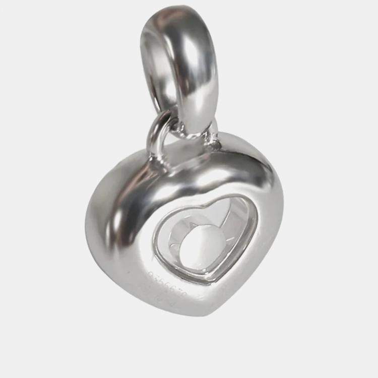 Pre Owned Chopard 18k White Gold Happy Diamonds Heart Pendant 0.25 CTW