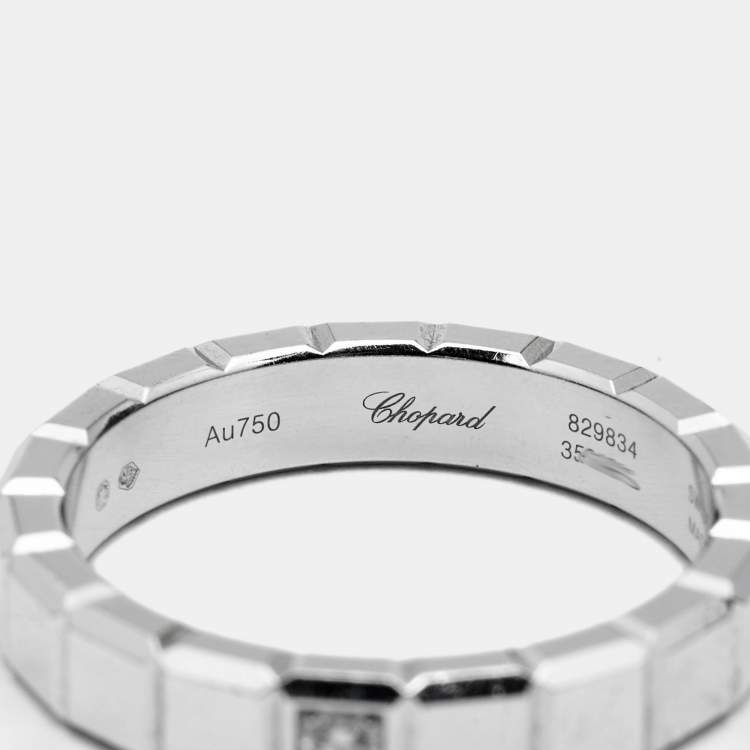 Pre Owned Chopard Ice Cube Diamond 18k White Gold Band Ring Size 56