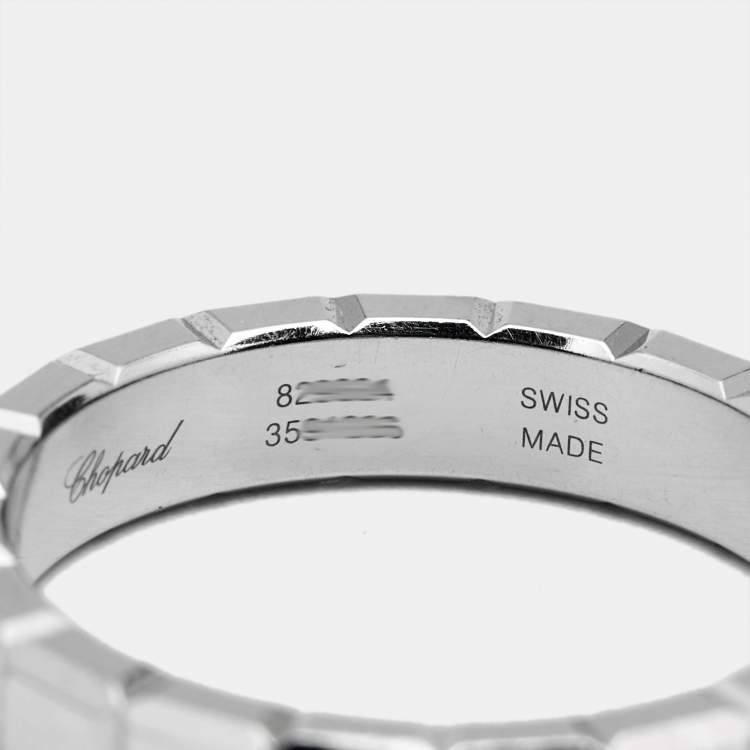 Pre Owned Chopard Ice Cube Diamond 18k White Gold Band Ring Size 56