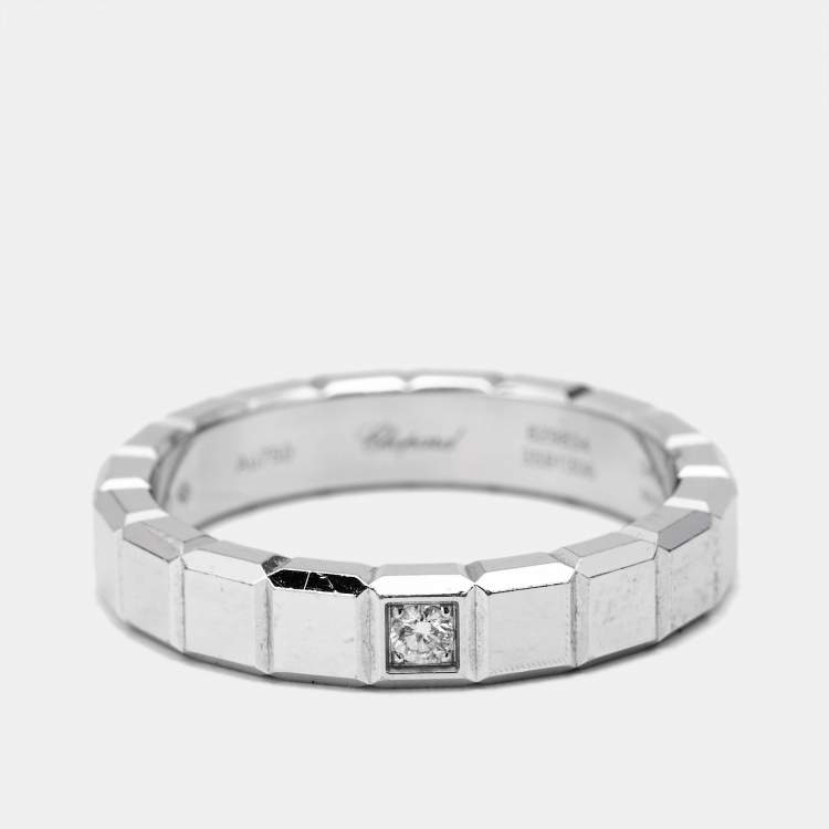 Pre Owned Chopard Ice Cube Diamond 18k White Gold Band Ring Size 56