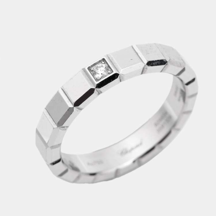 Pre Owned Chopard Ice Cube Diamond 18k White Gold Band Ring Size 56