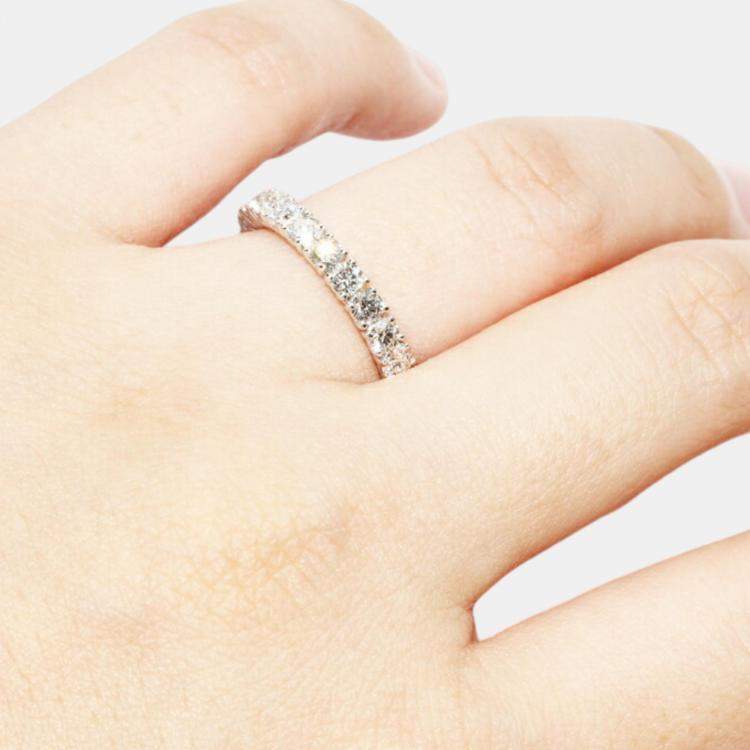 Pre Owned Chopard 18K White Gold and Diamond Band Ring EU 50