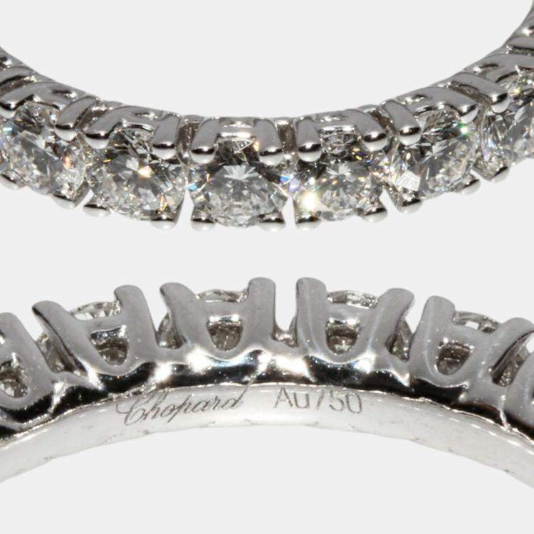 Pre Owned Chopard 18K White Gold and Diamond Band Ring EU 50