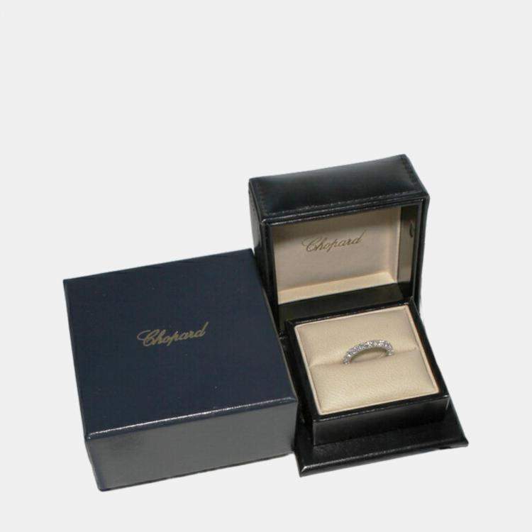 Pre Owned Chopard 18K White Gold and Diamond Band Ring EU 50