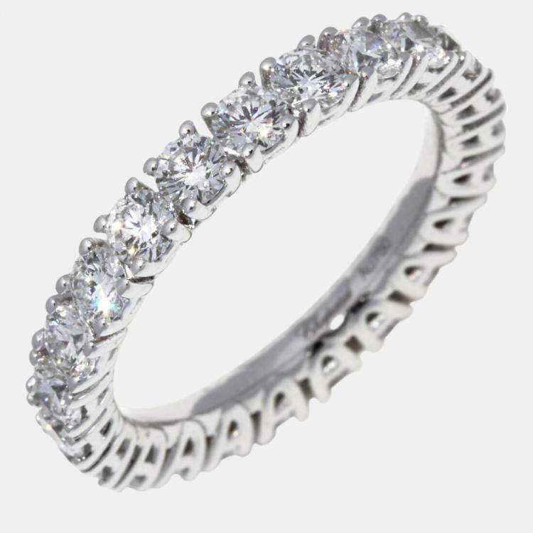 Pre Owned Chopard 18K White Gold and Diamond Band Ring EU 50