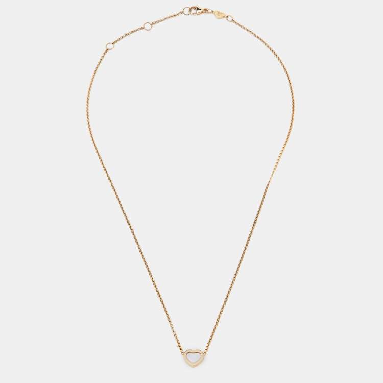 Pre Owned Chopard Happy Hearts Mother of Pearl 18k Rose Necklace