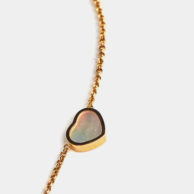 Pre Owned Chopard Happy Hearts Mother of Pearl 18k Rose Necklace