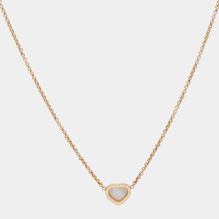 Pre Owned Chopard Happy Hearts Mother of Pearl 18k Rose Necklace