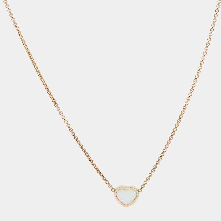 Pre Owned Chopard Happy Hearts Mother of Pearl 18k Rose Necklace