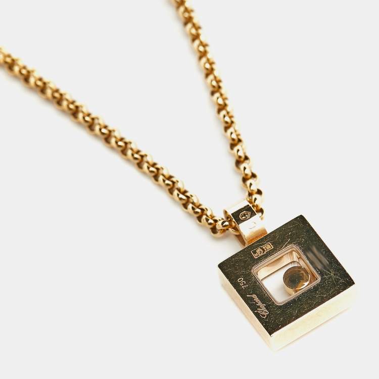Pre Owned Chopard Happy Diamonds Icon 18k Yellow Gold Square Pendant Necklace