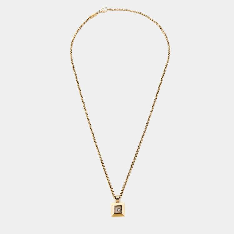 Pre Owned Chopard Happy Diamonds Icon 18k Yellow Gold Square Pendant Necklace