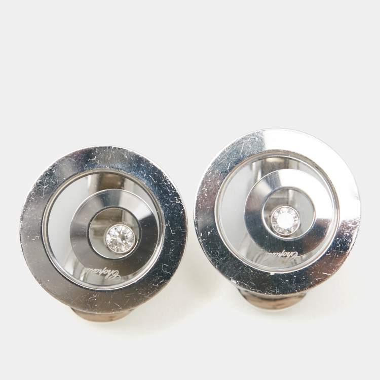 Pre Owned Chopard Happy Spirit Diamonds 18k White Gold Earrings