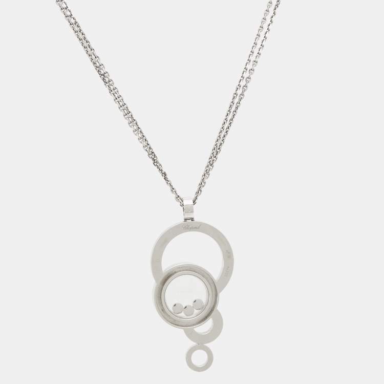 Pre Owned Chopard Happy Bubbles Diamonds 18k White Gold Necklace
