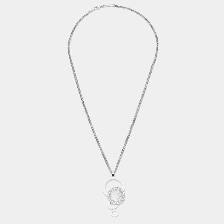 Pre Owned Chopard Happy Bubbles Diamonds 18k White Gold Necklace