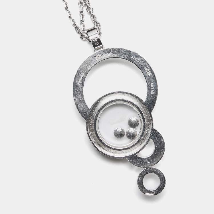 Pre Owned Chopard Happy Bubbles Diamonds 18k White Gold Necklace