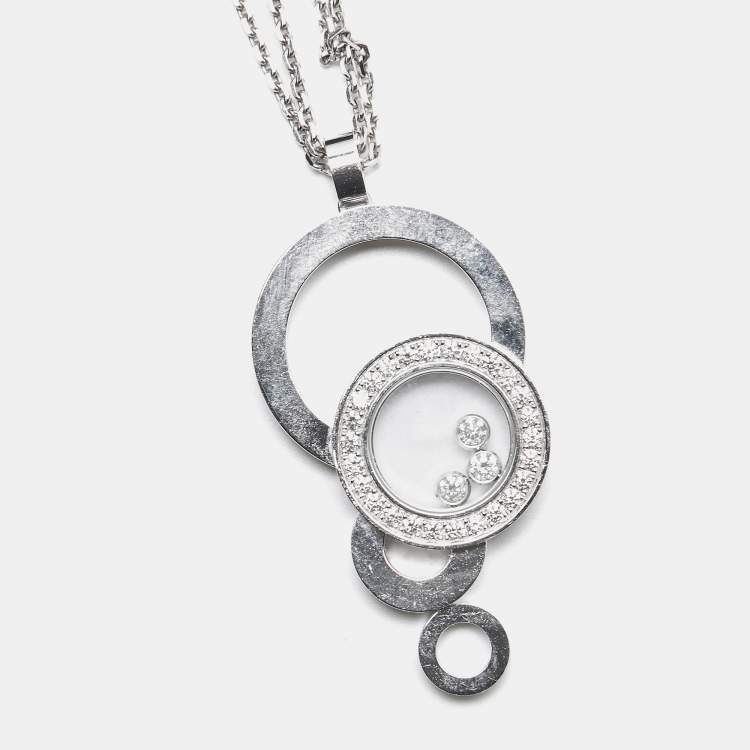 Pre Owned Chopard Happy Bubbles Diamonds 18k White Gold Necklace