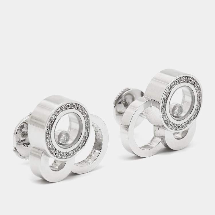 Pre Owned Chopard  Happy Bubble Diamonds 18k White Gold Earrings