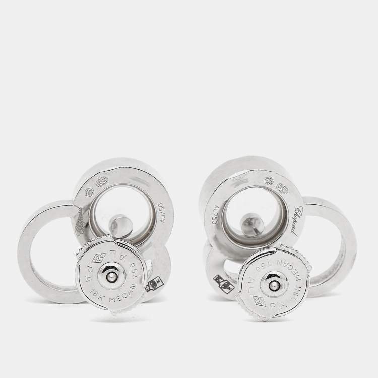 Pre Owned Chopard  Happy Bubble Diamonds 18k White Gold Earrings