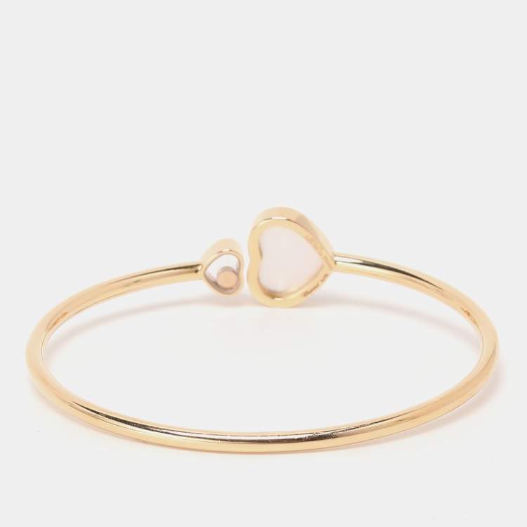 Pre Owned Chopard Happy Hearts Diamond Mother of Pearl 18K Gold Open Cuff Bracelet S