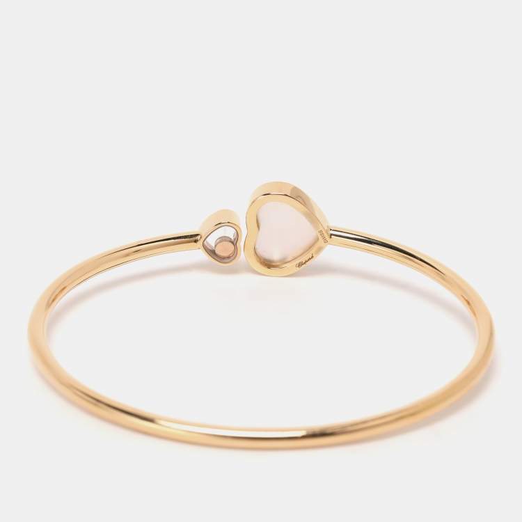 Pre Owned Chopard Happy Hearts Diamond Mother of Pearl 18K Gold Open Cuff Bracelet S