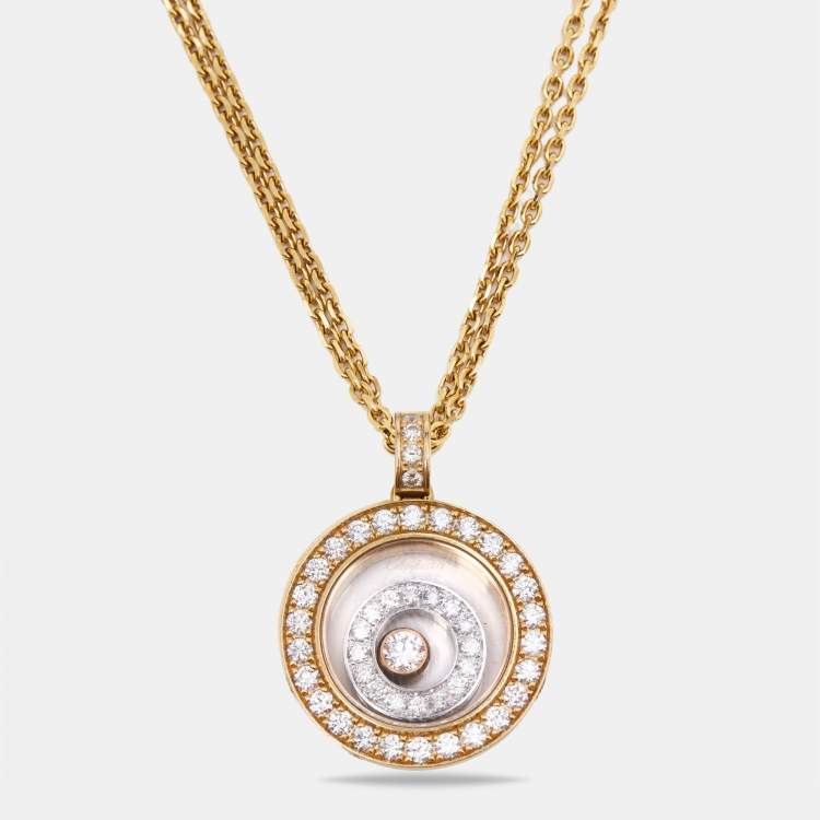 Pre Owned Chopard Happy Spirit Diamonds 18k Two Tone Gold Necklace