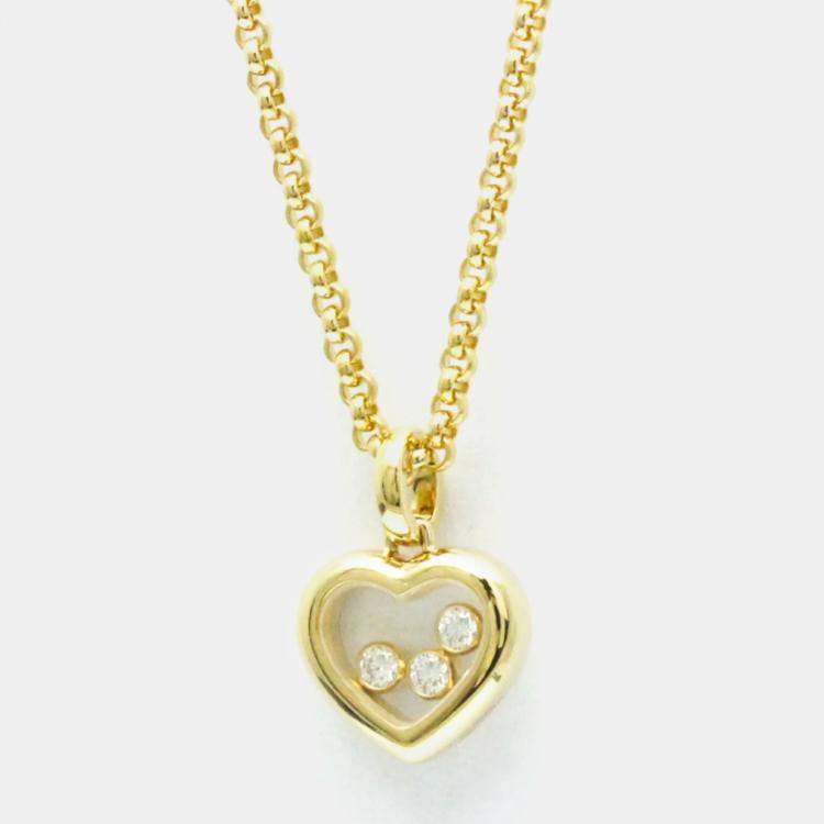 Pre Owned Chopard 18K Yellow Gold and Diamond Happy Diamonds Pendant Necklace