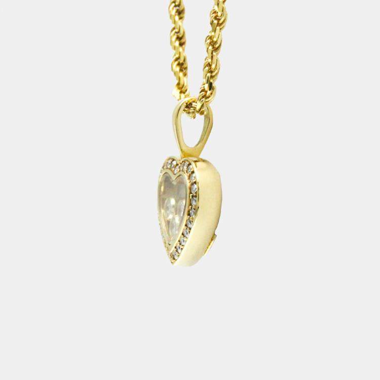 Pre Owned Chopard 18K Yellow Gold Diamond Happy Hearts Icon Pendant Necklace