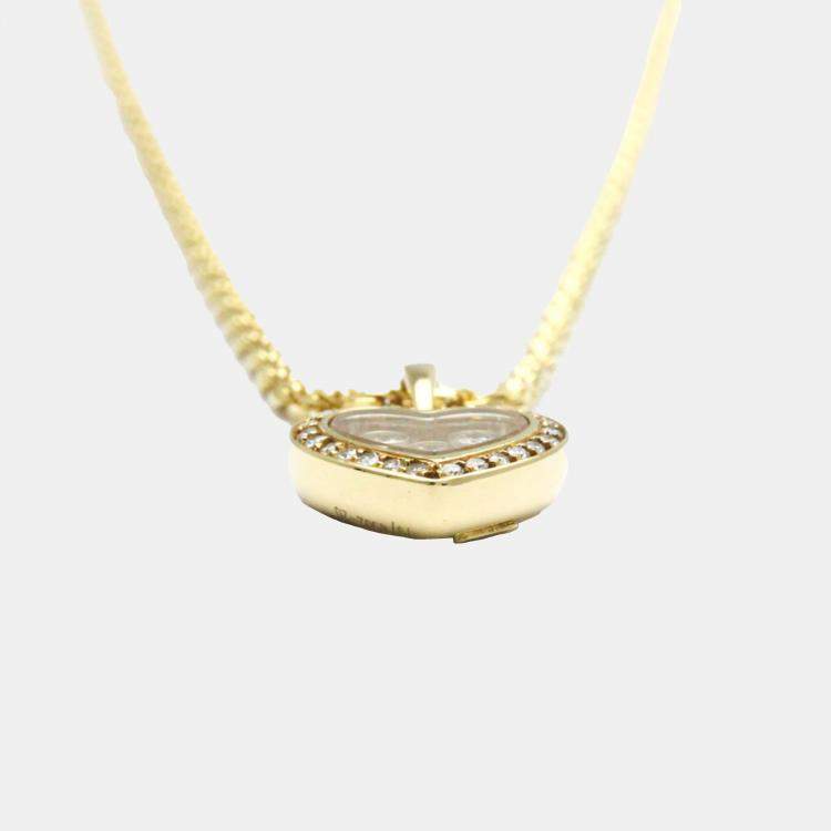 Pre Owned Chopard 18K Yellow Gold Diamond Happy Hearts Icon Pendant Necklace