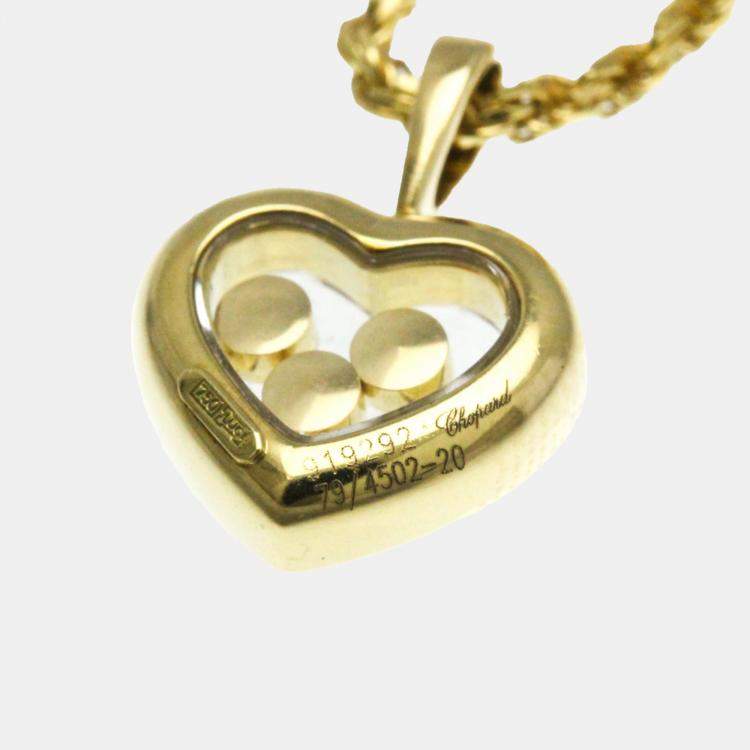 Pre Owned Chopard 18K Yellow Gold Diamond Happy Hearts Icon Pendant Necklace