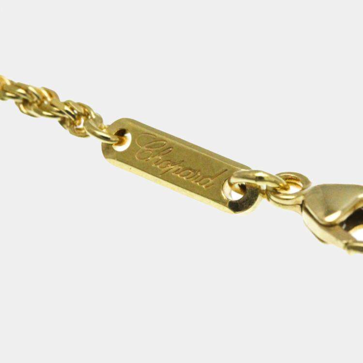 Pre Owned Chopard 18K Yellow Gold Diamond Happy Hearts Icon Pendant Necklace