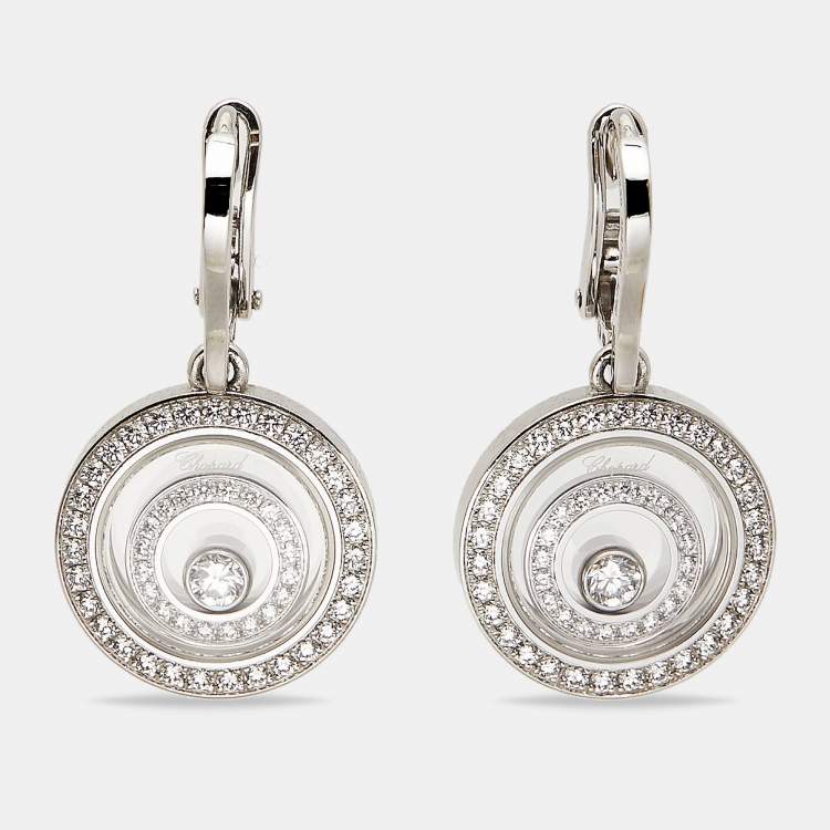Pre Owned Chopard Happy Spirit Diamonds 18k White Gold Earrings