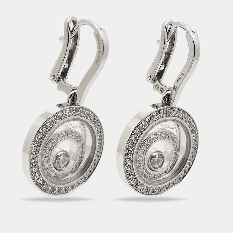 Pre Owned Chopard Happy Spirit Diamonds 18k White Gold Earrings