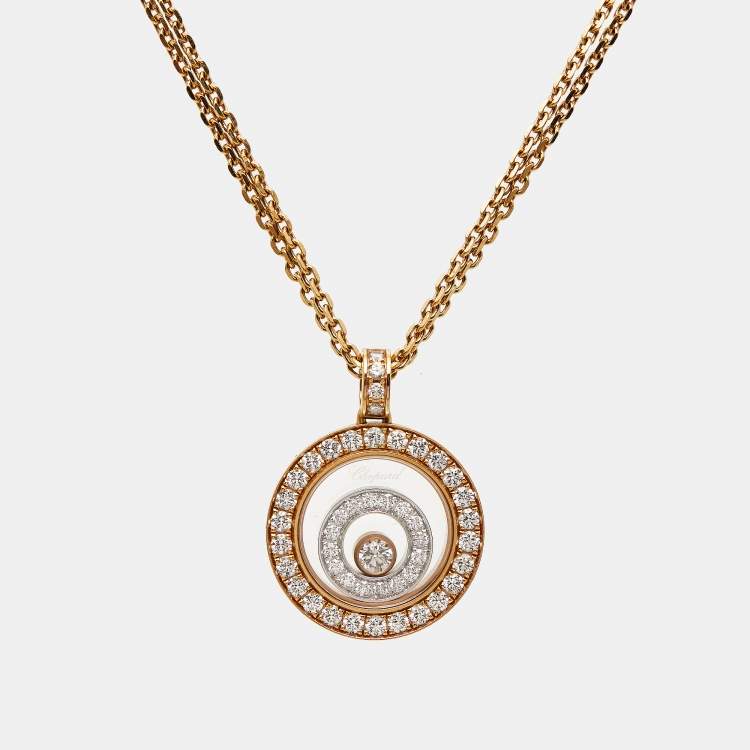 Pre Owned Chopard Happy Spirit Diamonds 18k Two Tone Gold Necklace