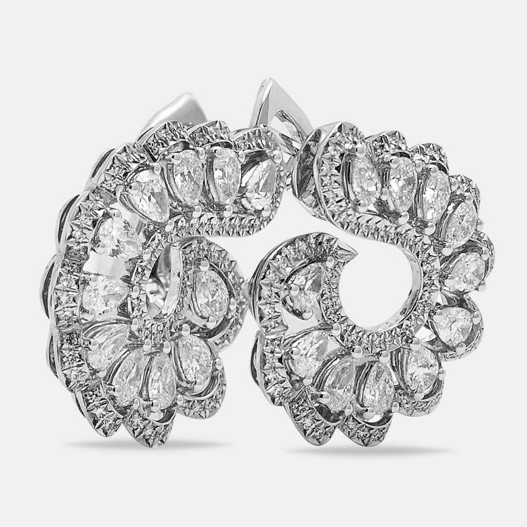 Pre Owned Chopard Precious Lace Vague Diamonds 18k White Gold Earrings
