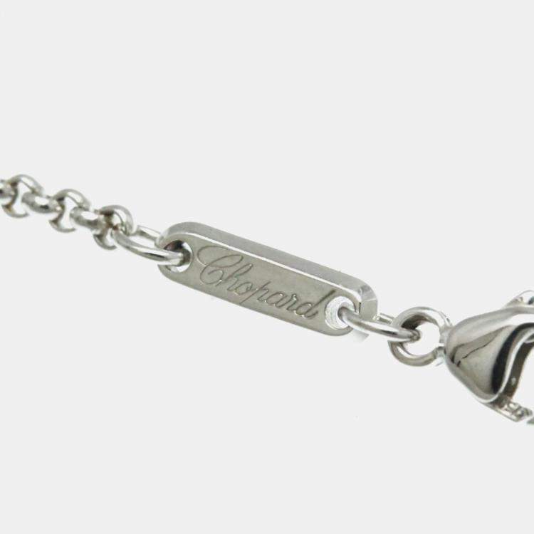 Pre Owned Chopard 18K White Gold Happy Diamond Square Necklace