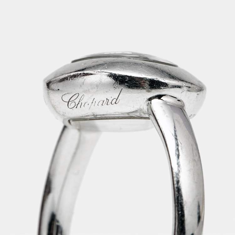 Pre Owned Chopard Happy Hearts Diamonds 18k White Gold Ring Size 53